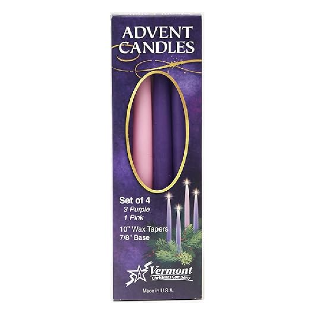 Advent Candle Set, 10": 3 Purple, 1 Pink