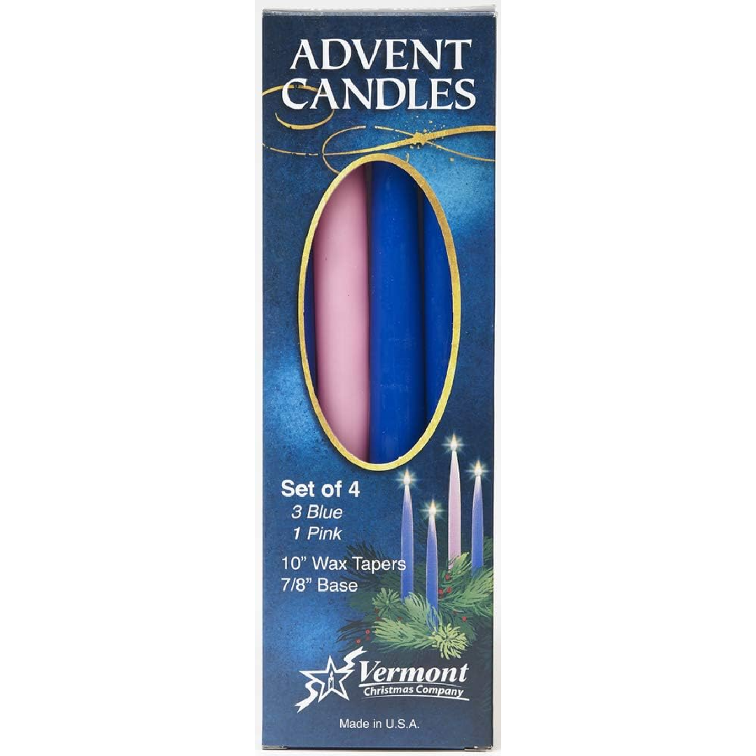Advent Candle Set, 10": 3 Blue, 1 Pink