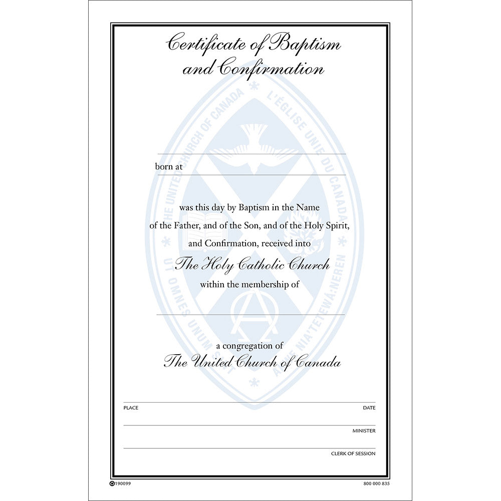 Certificate of Baptism and Confirmation