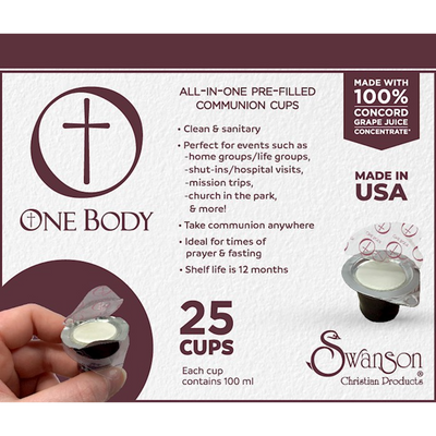 One Body: All-in-One Pre-filled Communion Cups (Box of 25)