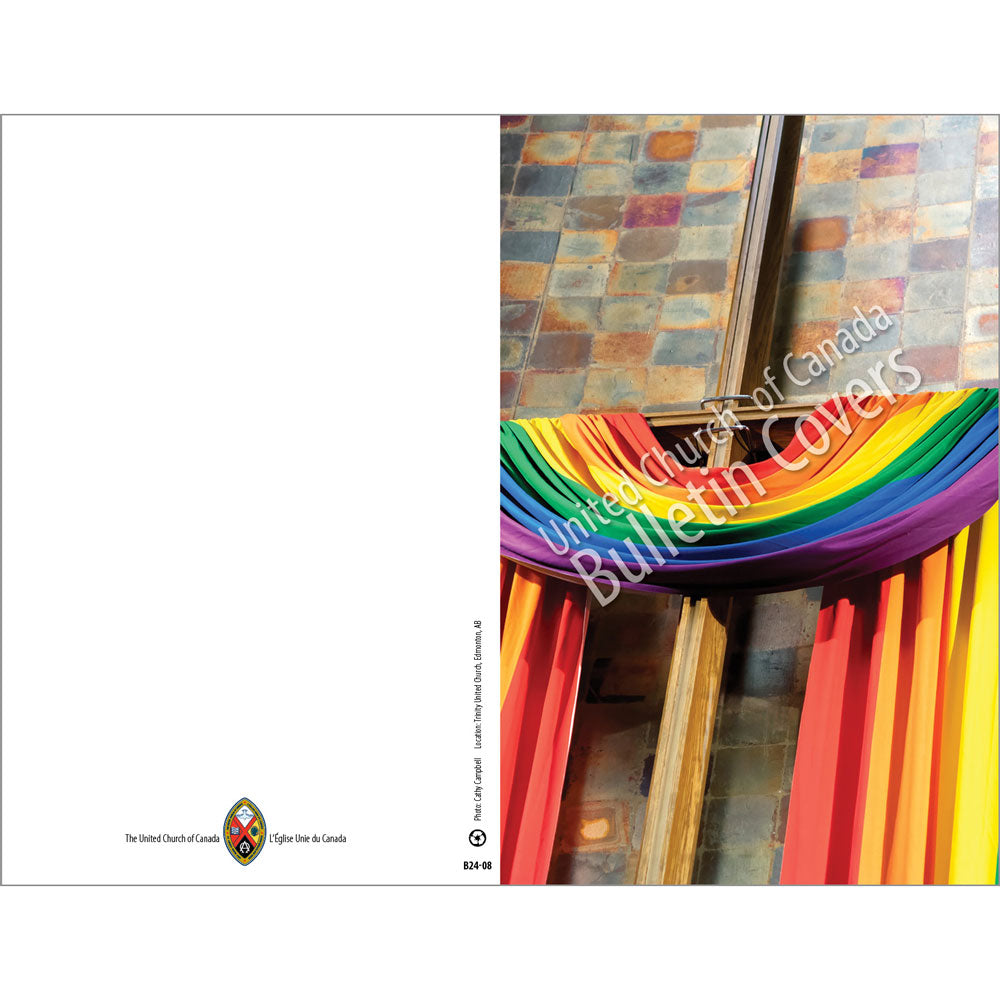 Bulletin: Cross with Rainbow Fabric (Package of 50)