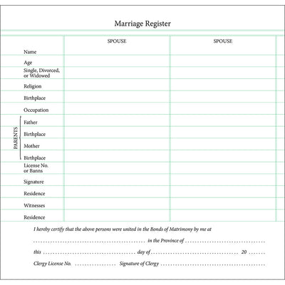 Church Register for Marriages